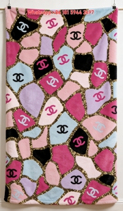 Chanel Glitter CC Logo Pink Flannel Throw Blanket IMG_7141